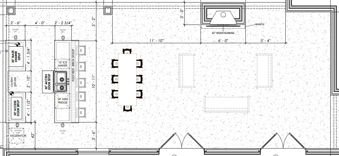 blueprint layout of a outdoor kitchen