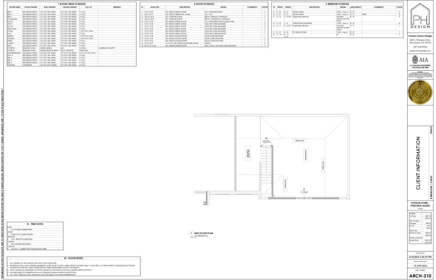 2nd floor plan page of blueprint plans