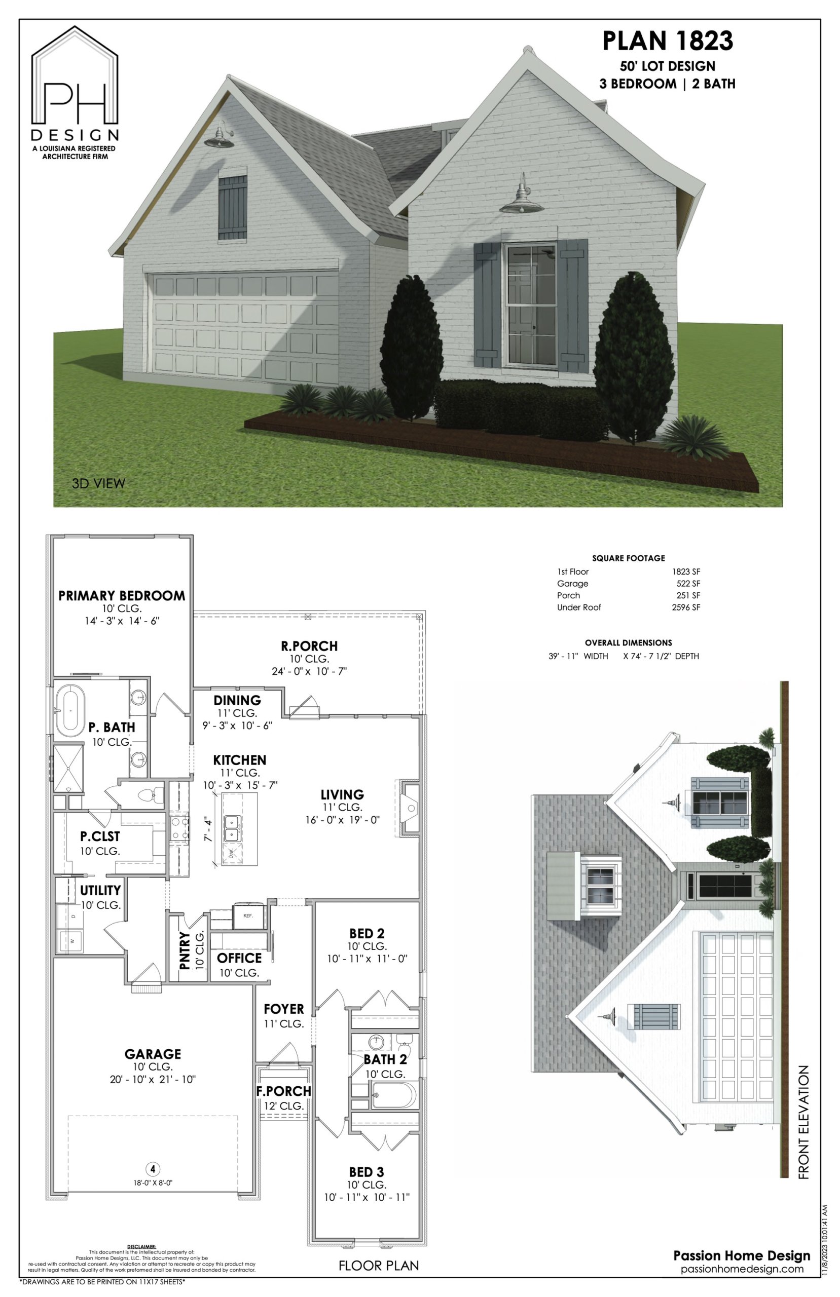 a floor plan for a home with two bedrooms and a garage.